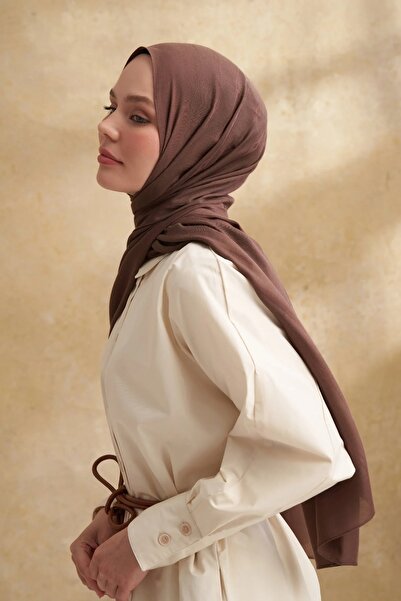 ARMANDA Coffee Cotton Modal Aden Pattern Shawl 3355