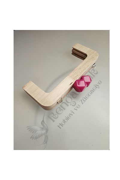 RENGARENK Wooden Burs Pink Acrylic Bead Head Bag Burs Natural Color 20cm