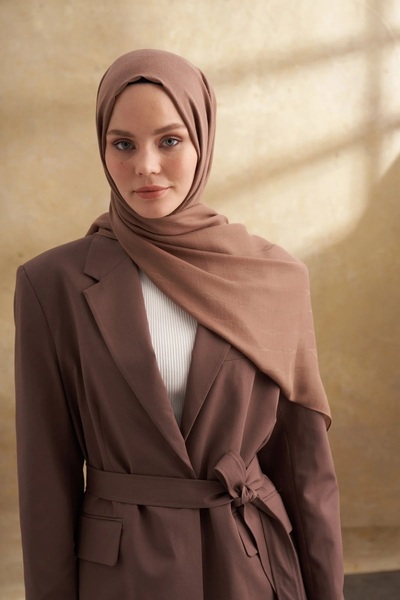 ARMANDA Dark Mink Cotton Modal Aden Pattern Shawl 3355