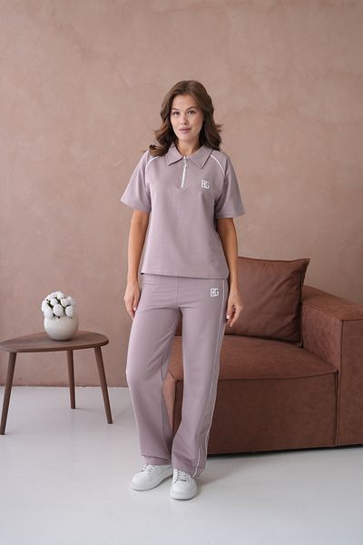 BRANDENBURG Polo Neck Piping Bg Embroidered Zippered Short Sleeve Tracksuit Set