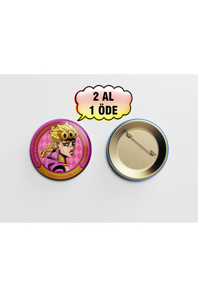Akumastik JoJo's Bizarre Adventure Giorno Giovanna 1 adet 44mm Arkası İğneli ...