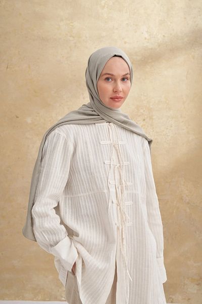 ARMANDA Linen Green Felore Pattern Shawl 3356