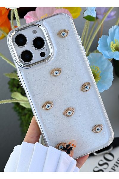 Go Aksesuar حافظة ألعاب إيبوكسي متوافقة مع هاتف آيفون 14 بروماكس بتصميم عين شريرة ثلاثية الأبعاد