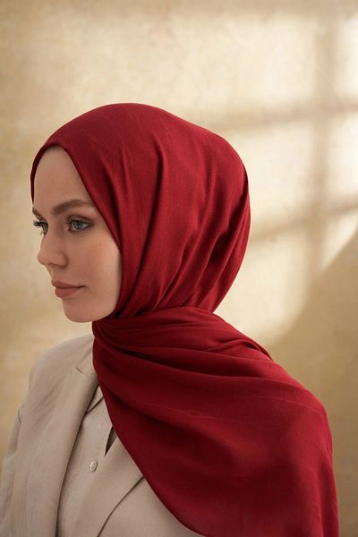 ARMANDA Burgundy Cotton Modal Aden Pattern Shawl 3355