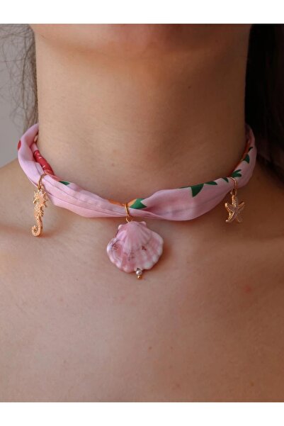 Reorah Collection Pink Summer Fular Çelik Charm Kolye
