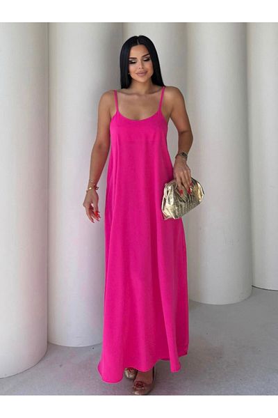 EGZOTİK ASORTİK Wide Cut Dress with Adjustable Straps and Pockets