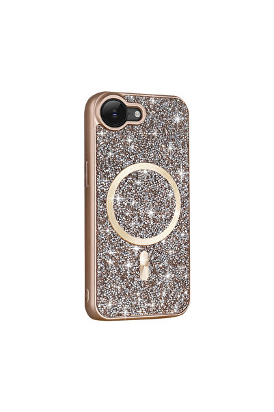 Nezih Case Apple iPhone 16E Uyumlu Pırlanta Taşlı Magsafe Şarj Özellikli Kapa...