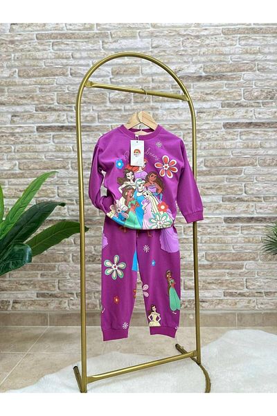 Magu Girl's cotton disney princess Printed pajama set - floral pattern