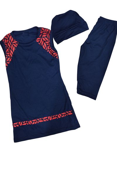 bigiyin Navy Blue Children's Swimsuit with Straps and Leggings Children's Swimsuit Pool Sea Swimsuit