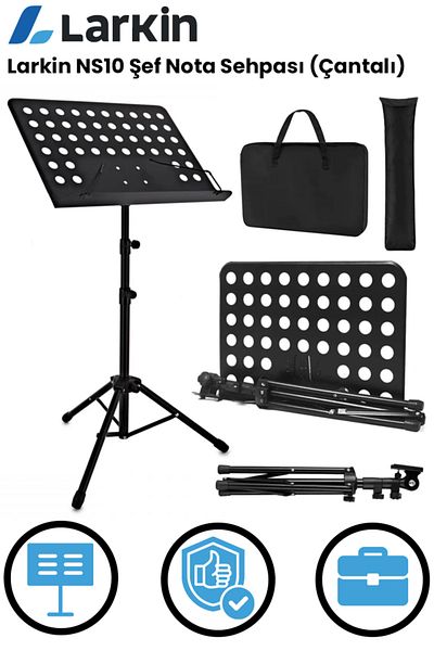 Larkin Ns10 Two-Stage Extendable Heavy Sturdy Chef Type Music Stand Folding (with Carrying Bag)