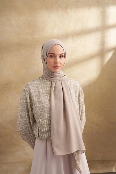 ARMANDA Beige Cotton Modal Aden Pattern Shawl 3355