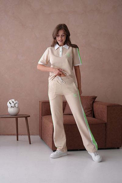 BRANDENBURG Polo Button Collar Phosphor Stripe Bg Printed Short Sleeve Tracksuit Set