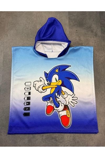 Arya Nisa Kids Copil băiat Sonic Personaj de desene animate Imprimat Poncho Prosop de plajă Vacanță de vară 1. Bumbac de calitate