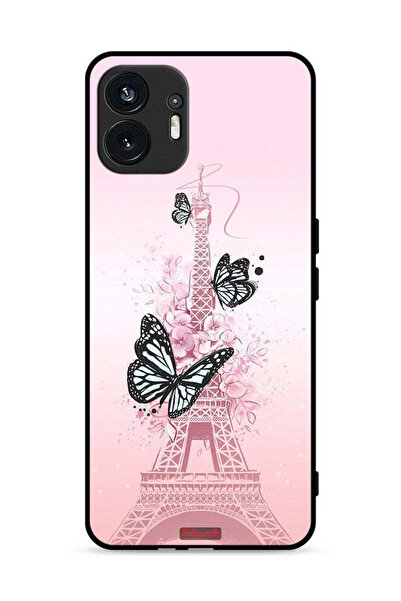 Tolwak Nothing Phone (2) 5G Protective Case Cover Butterflies On Eiffel Tower
