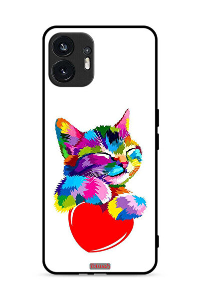 Tolwak Nothing Phone (2) 5G Protective Case Cover Colourful Kitten