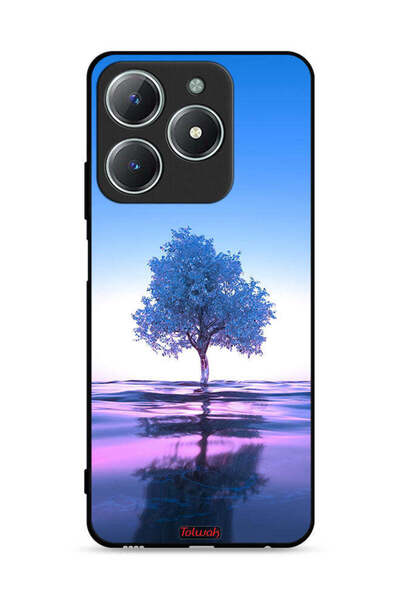 Tolwak غطاء حماية لهاتف Realme C63 4G بتصميم شجرة نيون وانعكاس مائي فني رقمي