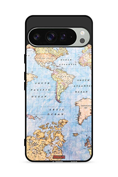 Tolwak غطاء حماية لجهاز Google Pixel 9 Pro بتصميم خريطة العالم