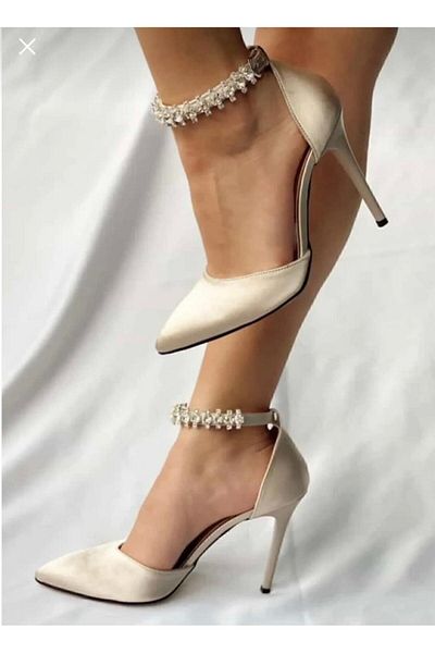 Zenvea Ankle Stone Evening Dress Stiletto 9cm Thin Heeled Shoes