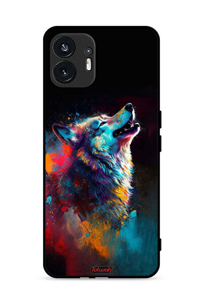 Tolwak Nothing Phone (2) 5G Protective Case Cover Wolf Colorful Art