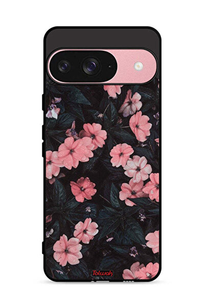Tolwak غطاء حماية لجهاز Google Pixel 9 - لون الخوخ والورود الصغيرة
