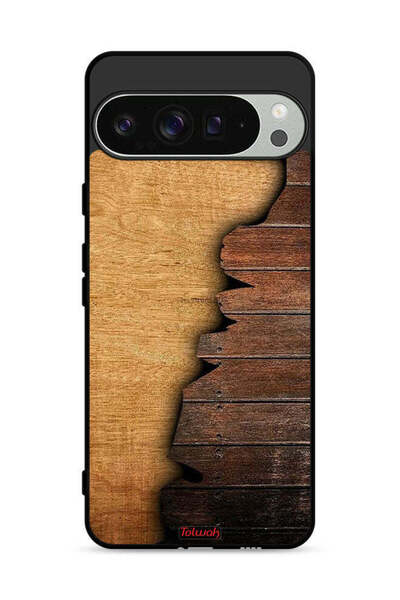 Tolwak غطاء حماية لجهاز Google Pixel 9 Pro بنمط خشبي عتيق