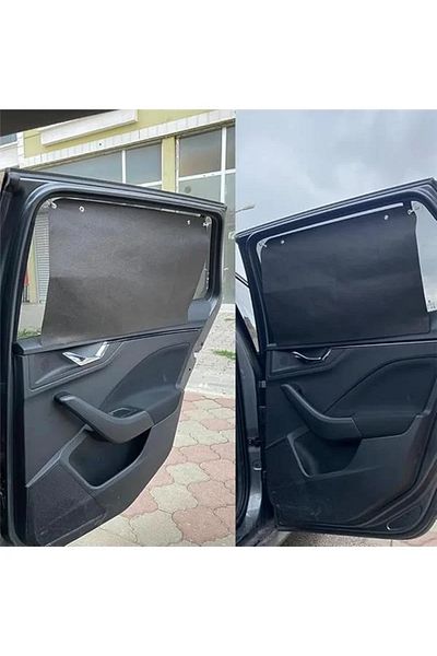 Mu Art Ahşap Auto Sunshade Curtain Side Window Sun Preventer Anti-Fly Mother Baby Breastfeeding Curtain - 2 Pieces