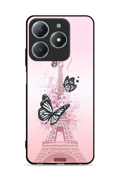 Tolwak غطاء حماية لهاتف Realme C61 4G بتصميم فراشات على برج إيفل