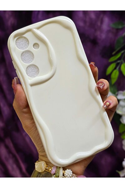 Magic Ring Samsung Galaxy S24 FE Uyumlu 3D Dalga Kenarlı Beyaz Telefon Kılıfı