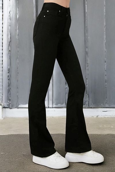 byhaziran butik Vivienne Women's High Waist Black Denim Flare Jeans