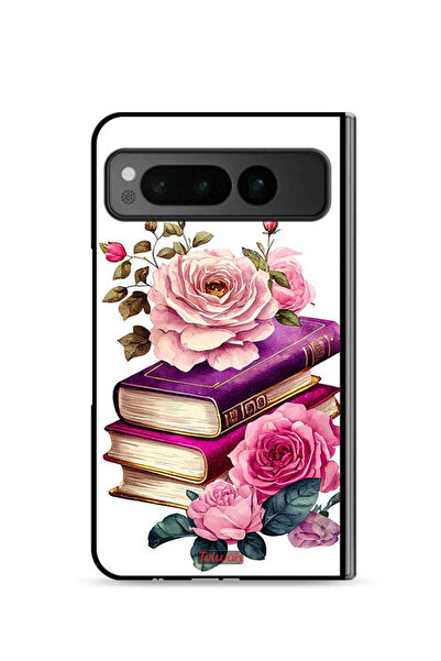 Tolwak غطاء حماية لهاتف جوجل بيكسل فولد 5G بنقشة الورود والكتب