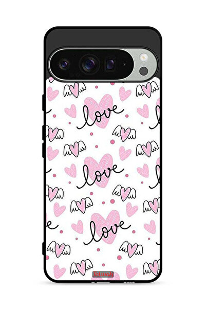 Tolwak غطاء حماية لجهاز Google Pixel 9 Pro XL بنمط فن الحب والقلب
