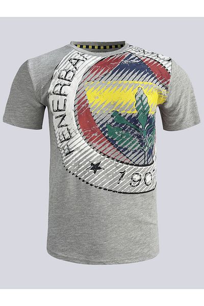 Fenerbahçe Fenerbaçche Licensed Gray T-Shirt with 6 Color Logos