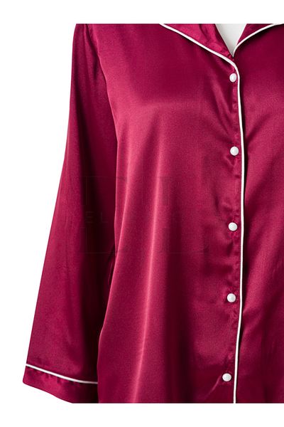 El Major Long Pajama Set with Satin Stripe