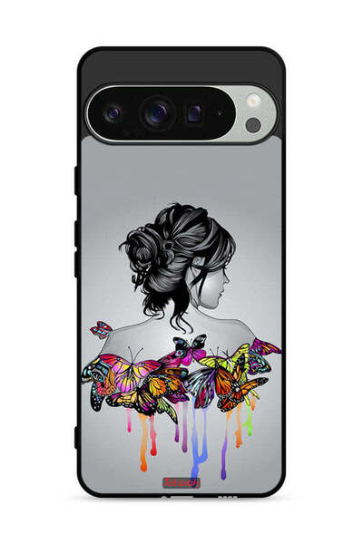 Tolwak غطاء حماية لهاتف Google Pixel 9 Pro برسومات فراشات وفتاة فنية تجريدية