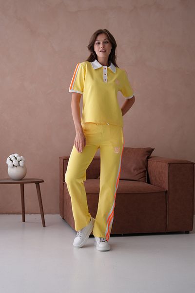 BRANDENBURG Polo Button Collar Phosphor Stripe Bg Printed Short Sleeve Tracksuit Set