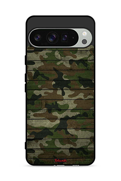 Tolwak غطاء حماية لهاتف Google Pixel 9 Pro XL بنمط خشبي مموه