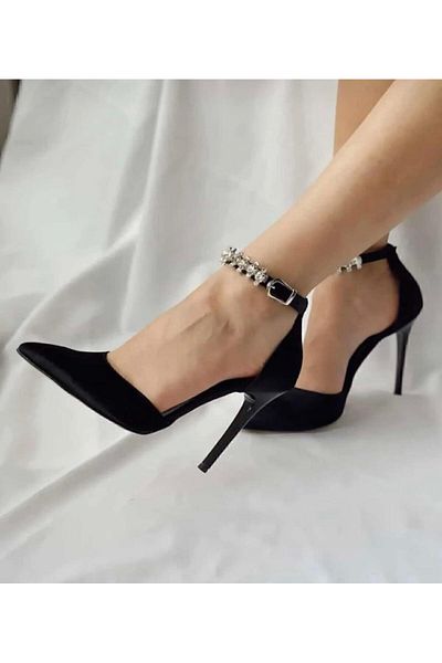 Zenvea Ankle Stone Heeled Women's Evening Dress Shoes