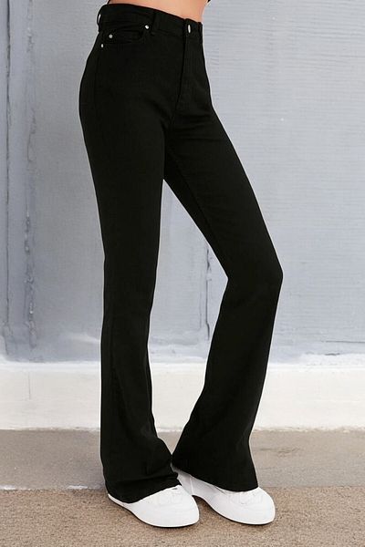byhaziran butik Blanchett Women's Black High Waist Stretchy Denim Fabric Flare Jeans