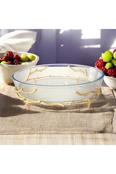 partridge store Metal Leg Oval Presentation Plate Gold