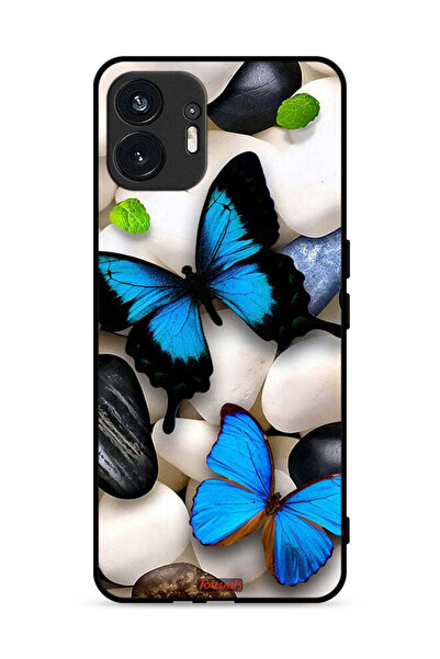 Tolwak Nothing Phone (2) 5G Protective Case Cover Butterflies On Stones