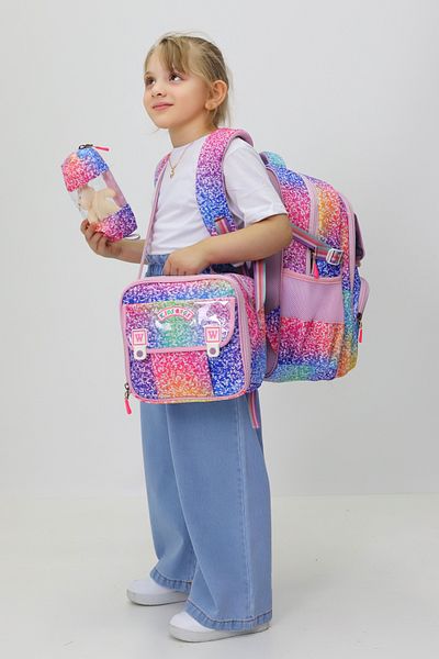 Probag Set de 3 genți de școală pentru fete cu margarete Rucsac Cutie de prânz Suport stilou Jucărie pentru școala primară Cadou