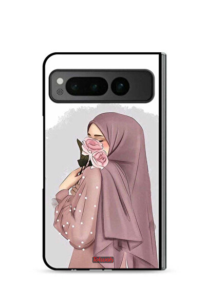 Tolwak غطاء حماية لهاتف جوجل بيكسل فولد 5G بتصميم فتاة تحمل ورودًا