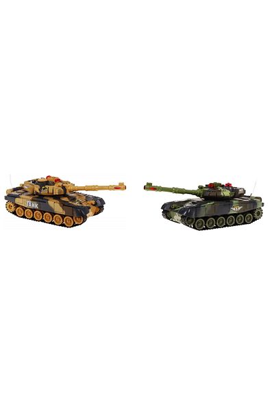 Toys Set of 2 tanks with remote control, green/brown camouflage, 1:18