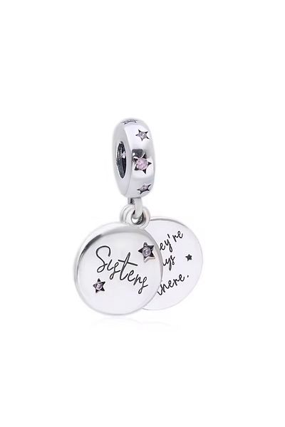 Fubena Always Sister Silver Charm with Dangle