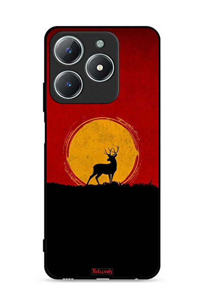 Tolwak غطاء حماية لهاتف Realme C61 4G برسومات الغزال والقمر