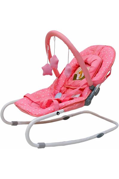 rexa Baby Rocking Chair with Headrest & 3 Cotton Toys – Multi-Color Recliner Bed (68D x 43W x 57H cm)