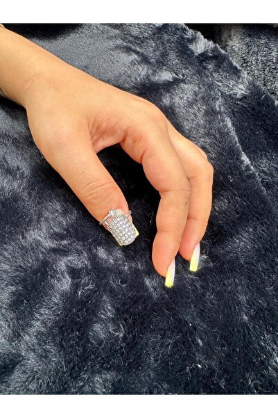 Vesaire Accessories Tırnak Yüzüğü Taşlı Model Antik Eskitme Gümüş Kaplama Aya...