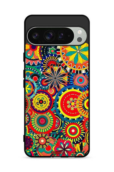 Tolwak غطاء حماية لجهاز Google Pixel 9 Pro بنمط ماندالا ملون