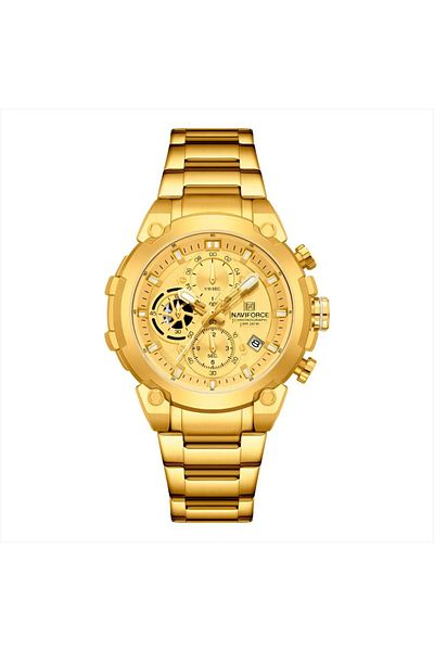 Naviforce Luxury Chronograph Wrist Watch for Men with Stainless Steel Strap Water Resistant Multi-Function