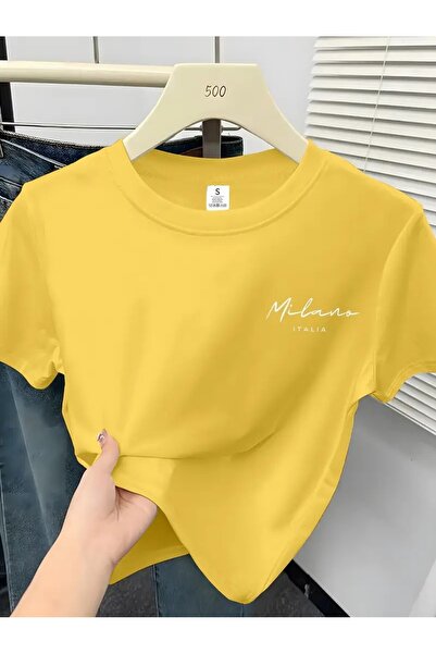 H&GHAMLEGİYİM Crop top grafic Y2K Milano Italia pentru femei